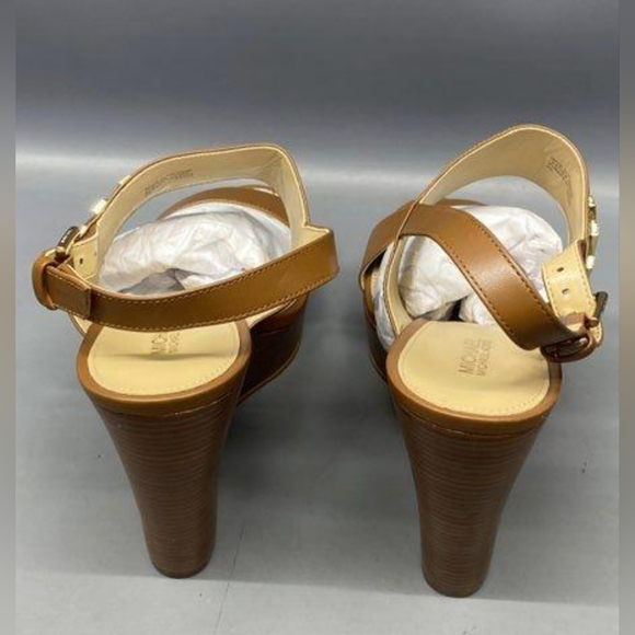 Michael Kors Deanna Brown Leather Wedge Sandals Size 9 NWOT MSRP $155 - Picture 7 of 9